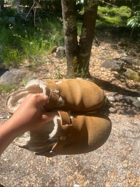 Birkenstock Tan Suede Shearling Clogs
